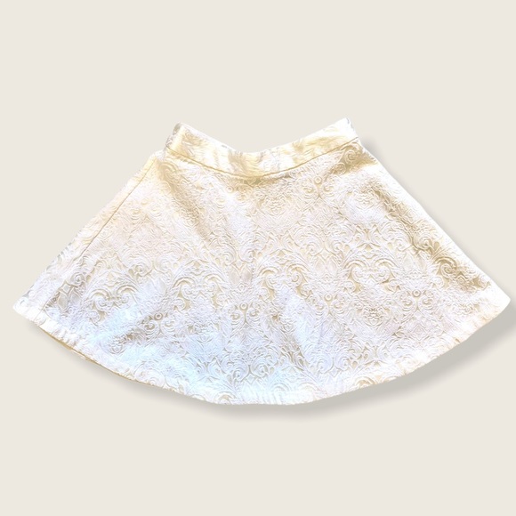 F21 Ivory Jacquard Circle Mini Skirt